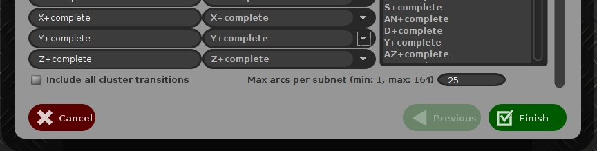 Screenshot of max arcs per subnet configuration