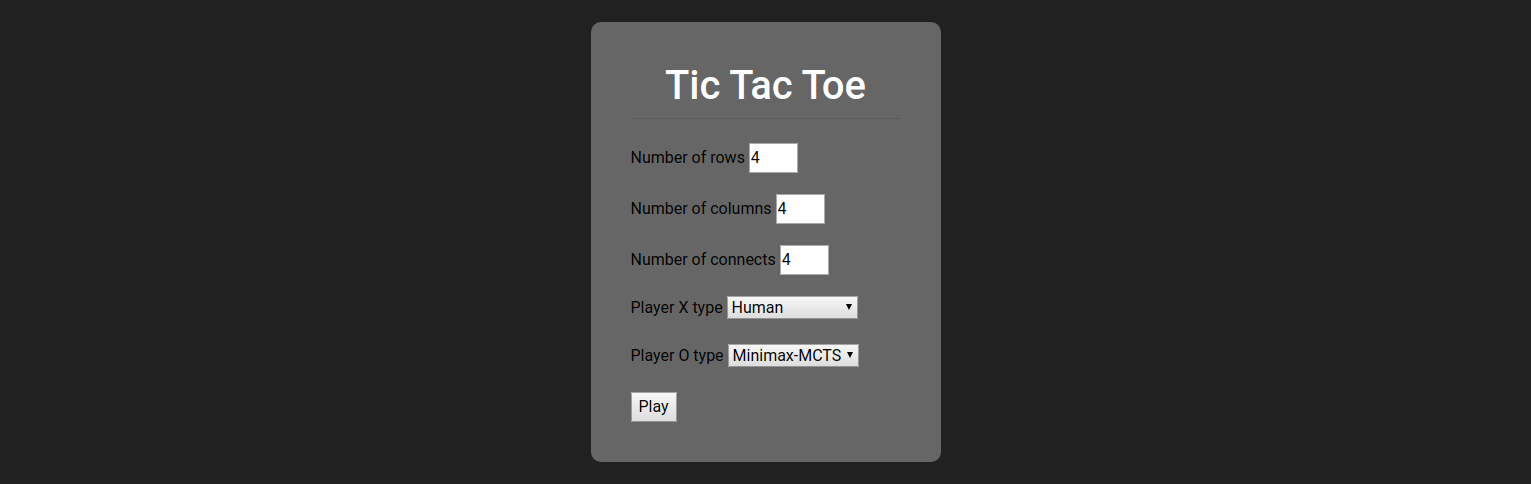 Generalized Tic Tac Toe web app